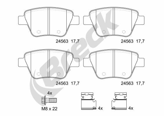 Brake Pad Set, disc brake BRECK 24563 00 704 00