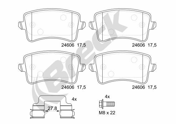 Brake Pad Set, disc brake BRECK 24606 00 554 00