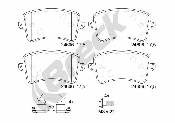 Brake Pad Set, disc brake BRECK 24606 00 554 10