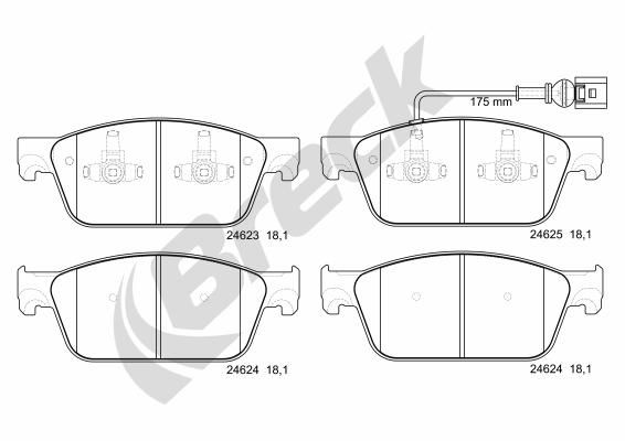 Brake Pad Set, disc brake BRECK 24623 00 703 00