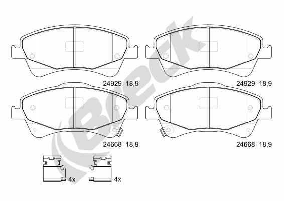 Brake Pad Set, disc brake BRECK 24668 00 701 00