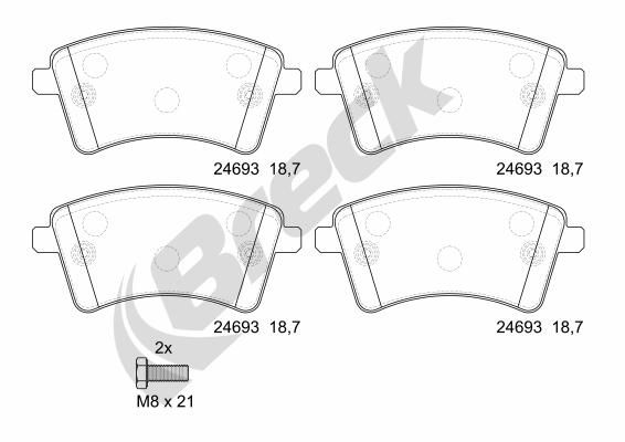 Brake Pad Set, disc brake BRECK 24693 00 701 00