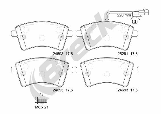 Brake Pad Set, disc brake BRECK 24693 00 701 10