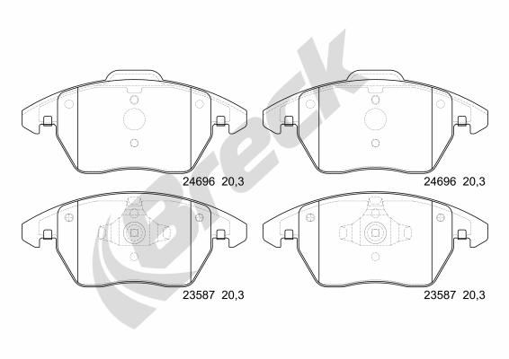 Brake Pad Set, disc brake BRECK 24696 00 701 00