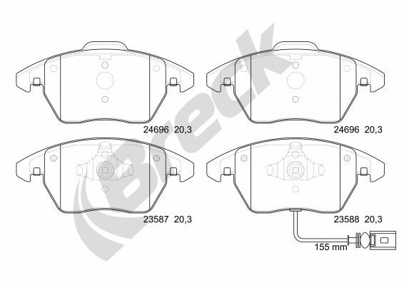 Brake Pad Set, disc brake BRECK 24696 00 701 10