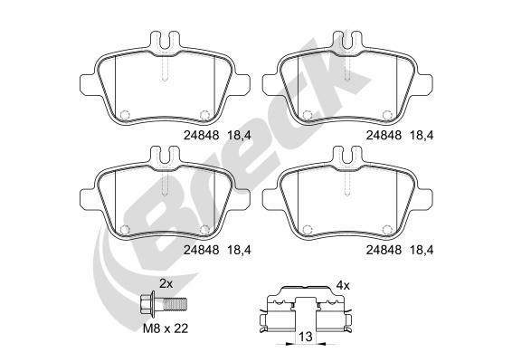 Brake Pad Set, disc brake BRECK 24848 00 704 00