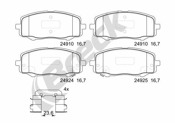 Brake Pad Set, disc brake BRECK 24910 00 702 00