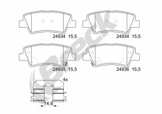 Brake Pad Set, disc brake BRECK 24934 00 702 00