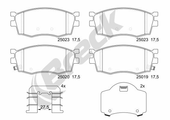 Brake Pad Set, disc brake BRECK 25019 00 702 00