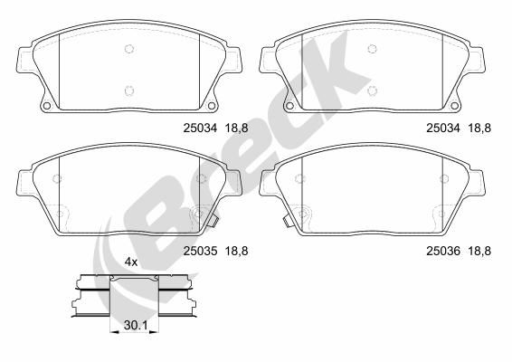 Brake Pad Set, disc brake BRECK 25034 00 701 10