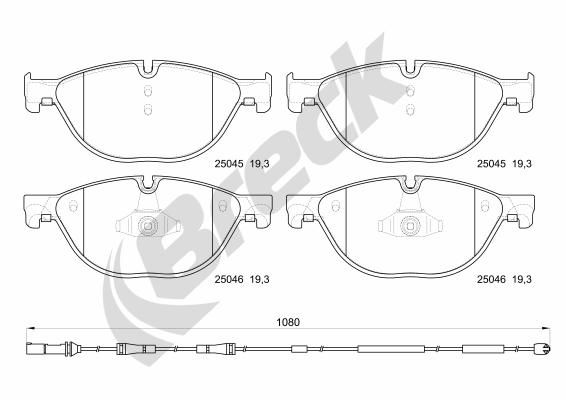 Brake Pad Set, disc brake BRECK 25045 00 551 00