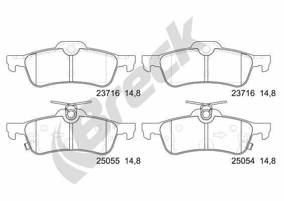 Brake Pad Set, disc brake BRECK 25054 00 704 00