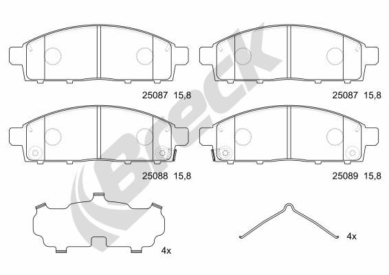 Brake Pad Set, disc brake BRECK 25087 00 701 00