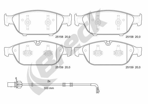 Brake Pad Set, disc brake BRECK 25158 00 551 00