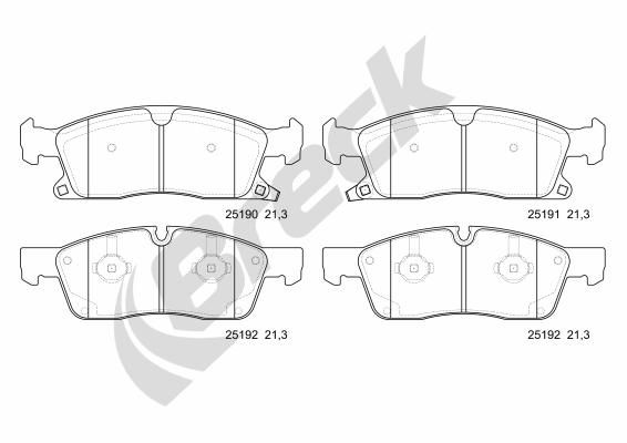 Brake Pad Set, disc brake BRECK 25190 00 551 00