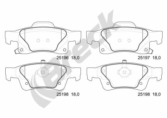 Brake Pad Set, disc brake BRECK 25196 00 554 00