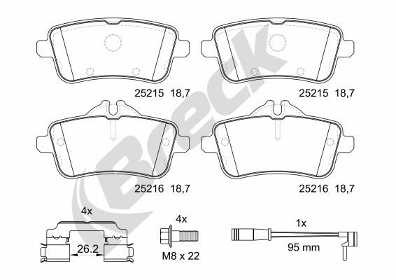 Brake Pad Set, disc brake BRECK 25215 00 554 00