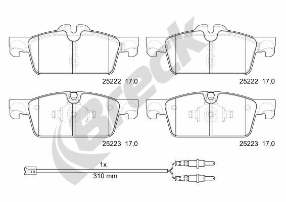 Brake Pad Set, disc brake BRECK 25222 00 701 00