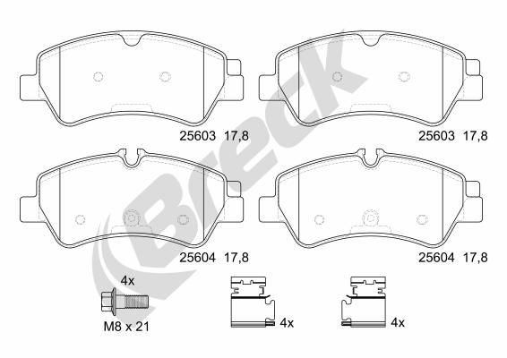 Brake Pad Set, disc brake BRECK 25603 00 703 00