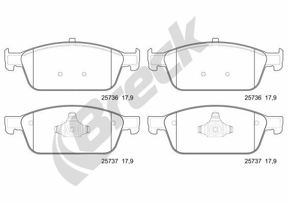 Brake Pad Set, disc brake BRECK 25736 00 701 00