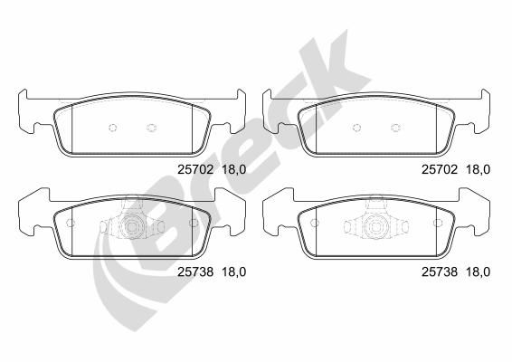 Brake Pad Set, disc brake BRECK 25738 00 702 00