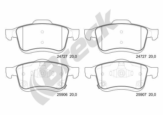 Brake Pad Set, disc brake BRECK 25906 00 701 00