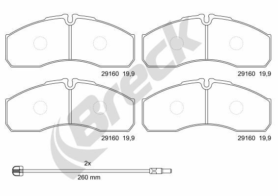 Brake Pad Set, disc brake BRECK 29160 00 703 00