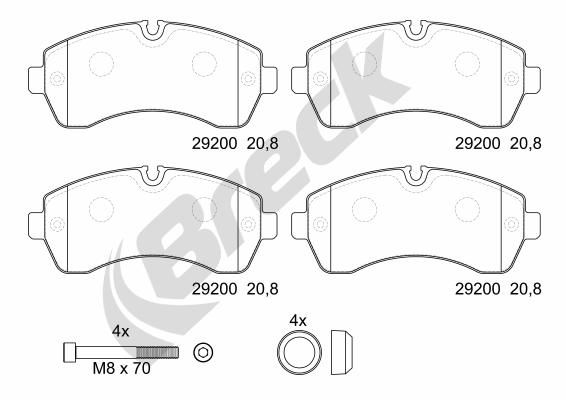 Brake Pad Set, disc brake BRECK 29200 00703 00