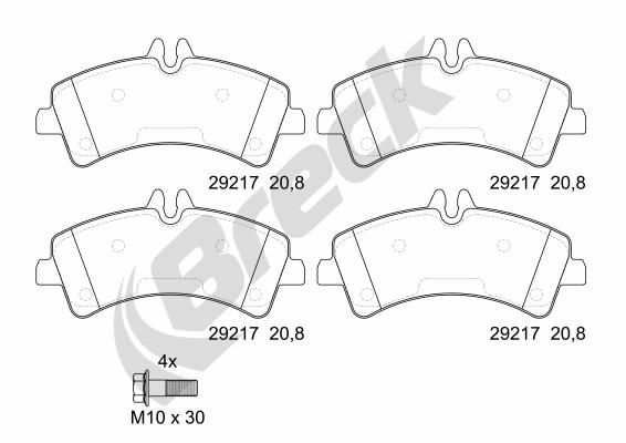 Brake Pad Set, disc brake BRECK 29217 00 70 300