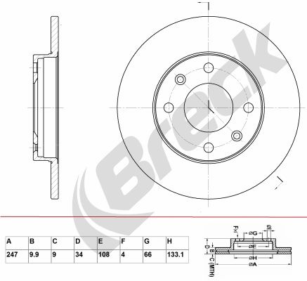 Brake Disc BRECK BR 015 SA100