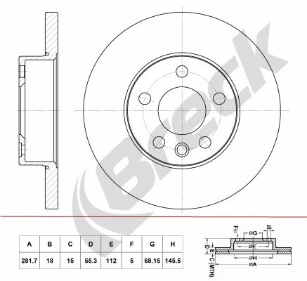 Brake Disc BRECK BR 055 SA100