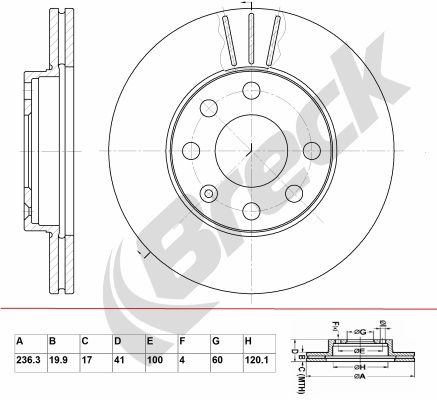 Brake Disc BRECK BR 306 VA100