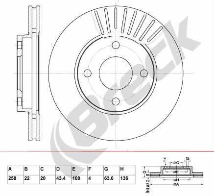 Brake Disc BRECK BR 319 VA100