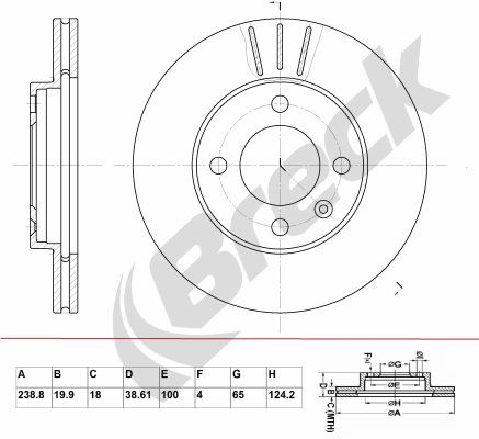 Brake Disc BRECK BR 321 VA100