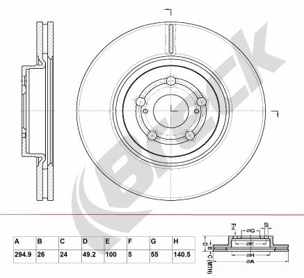 Brake Disc BRECK BR 357 VA100