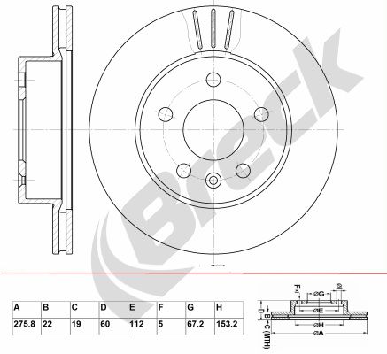 Brake Disc BRECK BR 358 VA100