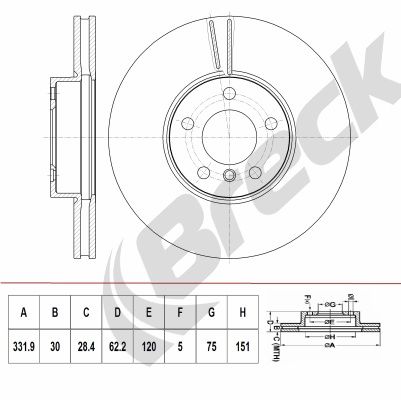 Brake Disc BRECK BR 411 VH100