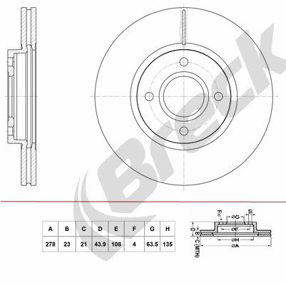 Brake Disc BRECK BR 430 VA100