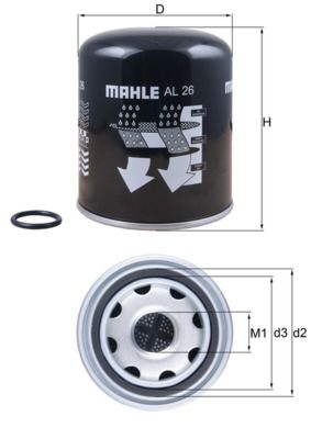 Air Dryer Cartridge, compressed-air system MAHLE AL26
