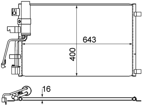 Condensador, ar condicionado MAHLE AC 607 001S