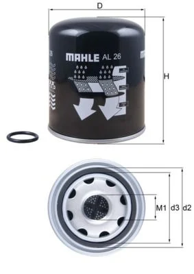 Air Dryer Cartridge, compressed air system MAHLE AL26