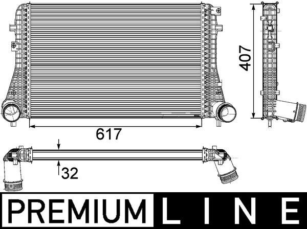 Tarpinis suslėgto oro aušintuvas, kompresorius MAHLE CI 208 000P