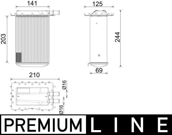 Tarpinis suslėgto oro aušintuvas, kompresorius MAHLE CI 642 000P