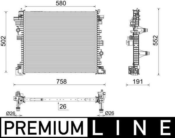 Radiator, engine cooling MAHLE CR2598000P