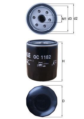 Oil Filter MAHLE OC 1182