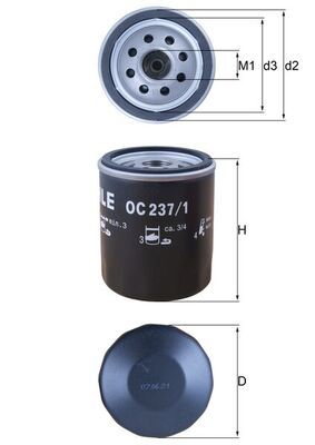 Alyvos filtras MAHLE OC237/1