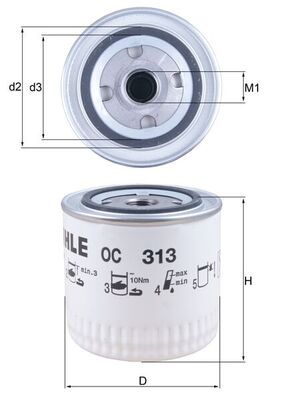 Alyvos filtras MAHLE OC313