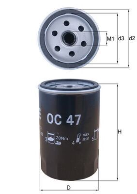 Alyvos filtras MAHLE OC 47