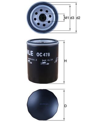 Alyvos filtras MAHLE OC478