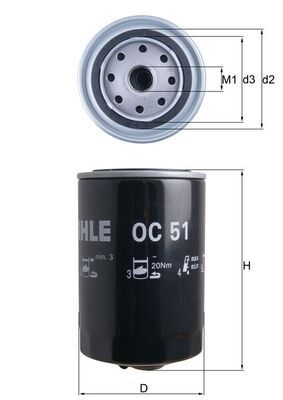 Alyvos filtras MAHLE OC51